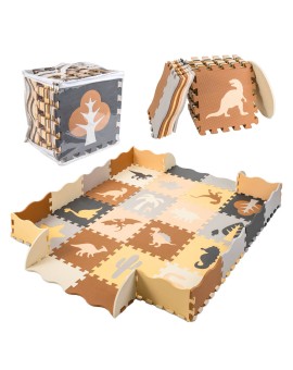 Mata edukacyjna piankowa puzzle brązowa 143 x 143 cm 36 elementów