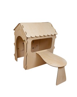 Domek ogrodowy drewniany stolik tablica kredowa 86 x 137 x 105 cm