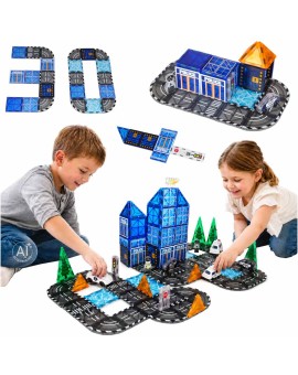 Klocki magnetyczne konstrukcyjne 3D policja radiowozy 91 elementów