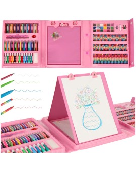 Zestaw plastyczny do malowania w walizce 208 elementów różowy
