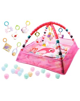 Mata Edukacyjna z pałąkami Basen z piłeczkami różowa