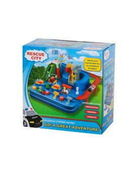 Tor przeszkód interaktywny samochodowy wyścigi parking 3 pojazdy straż radiowóz ambulans, 1 helikopter 32x32cm XXL Kik Sp. z o. 