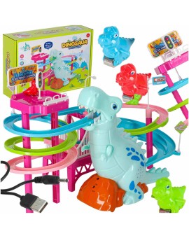 Tor wyścigowy dinozaur zjeżdżalnia ruchome schody LED dźwięk