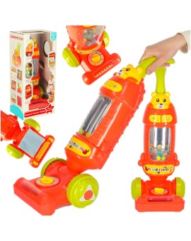 Odkurzacz bezprzewodowy pionowy dla dzieci interaktywny z dźwiękiem malinowy