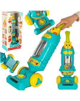 Odkurzacz bezprzewodowy pionowy dla dzieci interaktywny z dźwiękiem niebieski