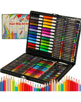 Zestaw do malowania dla dzieci artystyczny plastyczny pędzle kredki mazaki 168el + walizka