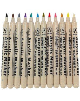Markery akrylowe do tkanin kamieni pisaki flamastry mazaki wodoodporne DIY 12 szt. Kik Sp. z o. o. Sp. k. | Time- 2
