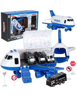 Transporter samolot + 3 auta policja