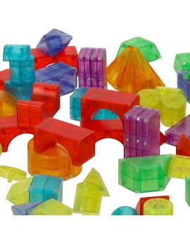 Klocki magnetyczne konstrukcyjne świecące elementy figury 3D 64 el.