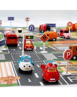 Mata edukacyjna do zabawy miasto ulica + znaki drogowe wodoodporna kolorowa 130x100cm