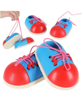 Buty drewniane do nauki sznurowania wiązania sznurowadeł 2 sztuki