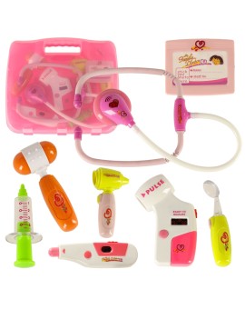 Zestaw lekarza w walizce DOKTOR +światła różowy
