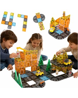Klocki magnetyczne konstrukcyjne 3D budowa maszyny budowlane 92 elementy