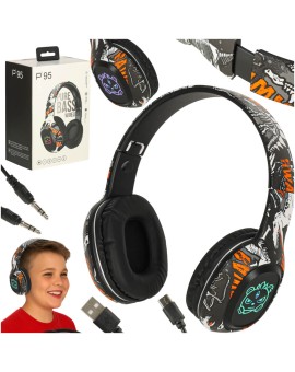 Słuchawki bezprzewodowe nauszne Bluetooth RGB Gaming Sport 200mAh czarne