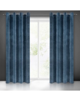 Zasłona granatowa z ekskluzywnego aksamitnego welwetu 290 g/m2 140x250 cm 10 szt. przelotek - VILLA