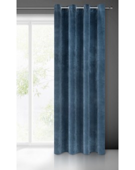 Zasłona granatowa z ekskluzywnego aksamitnego welwetu 290 g/m2 140x250 cm 10 szt. przelotek - VILLA Eurofirany | Time- 2