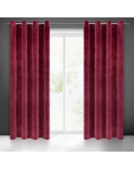 Zasłona bordowa z ekskluzywnego aksamitnego welwetu 290 g/m2 140x250 cm 10 szt. przelotek - VILLA