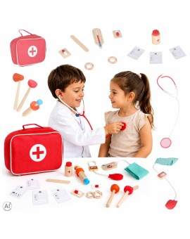 Zestaw lekarza drewniany torba lekarska mały doktor akcesoria