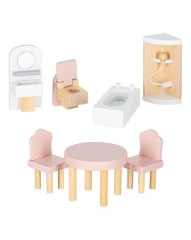 Domek dla lalek drewniany mebelki 78cm róż LED Kik Sp. z o. o. Sp. k. | Time- 2