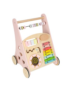 Pchacz dla dziecka chodzik drewniany z liczydłem różowy Kik Sp. z o. o. Sp. k. | Time- 2