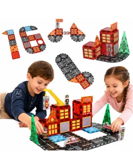 Klocki magnetyczne konstrukcyjne 3D straż pożarna 48 elementów