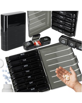 Pojemnik organizer na tabletki leki czarny