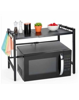 Półka kuchenna nad mikrofalówkę organizer regulowany metalowy 6 wieszaków