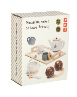 Serwis kawowy drewniany naczynia dla dzieci zestaw kuchenny do herbaty taca filiżanki OUTLET Kik Sp. z o. o. Sp. k. | Time- 2