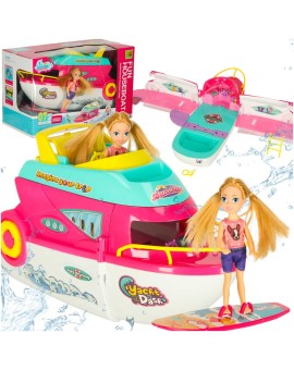 Łódź dla lalek jacht imprezowy rozkładany lalka deska surfingowa