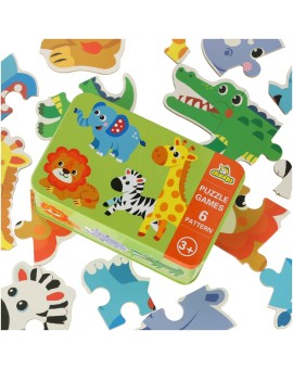 Puzzle dla dzieci układanka w puszce zwierzątka safari 25 puzzli 6 obrazków