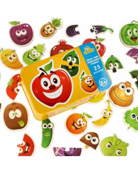 Puzzle dla dzieci układanka w puszce owoce warzywa 50 puzzli 25 obrazków