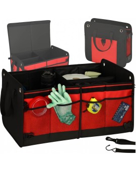 Organizer do bagażnika duża torba do samochodu czarny czerwony