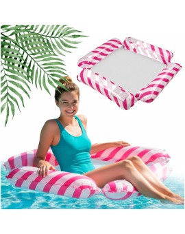 Materac dmuchany plażowy hamak wodny leżak fotel krzesło do pływania basenu różowy