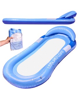 Materac dmuchany do pływania basenu wodny z siatką niebieski