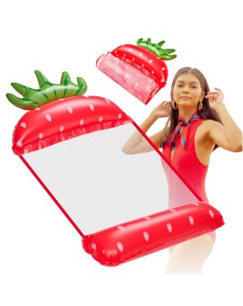 Materac dmuchany plażowy hamak wodny leżak fotel krzesło do pływania basenu truskawka