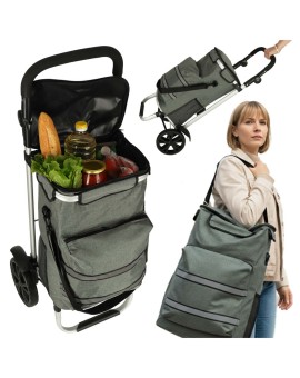 Wózek torba na zakupy na kółkach ze stelażem 100cm szary