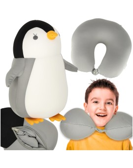 Poduszka podróżna 2w1 rogal pod kark do samochodu samolotu maskotka pingwin