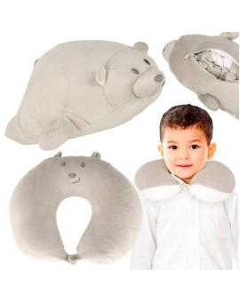 Poduszka podróżna 2w1 rogal pod kark do samolotu samochodu maskotka miś