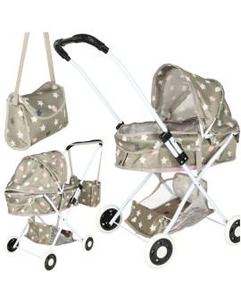Wózek dla lalek gondola głęboki + torba gwiazdki