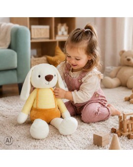 Maskotka pluszak przytulanka królik w żółtych spodenkach 70 cm