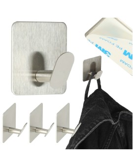 Wieszaki ścienne łazienkowe samoprzylepne srebrne zestaw 4 sztuki POWYSTAWOWE