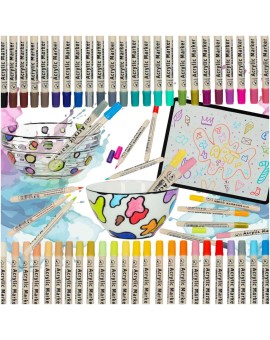 Markery akrylowe do tkanin kamieni pisaki flamastry mazaki wodoodporne DIY 48 szt.