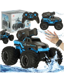 Samochód RC amfibia wodoodporny sterowany gestami ręką + 2 piloty niebieski