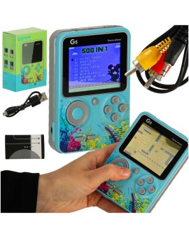 Konsola przenośna do gier mini elektroniczna retro 500 gier niebieska