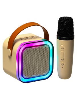 Zestaw do karaoke głośnik Bluetooth mikrofon USB LED beżowy Kik Sp. z o. o. Sp. k. | Time- 2