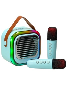 Zestaw do karaoke głośnik XL Bluetooth 2 mikrofony USB LED 10W niebieski Kik Sp. z o. o. Sp. k. | Time- 2