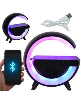 Lampka LED Gamingowa RGB głośnik ładowarka indukcyjna czarna