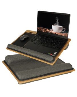 Stolik pod laptopa przenośny taca do łóżka na kolana podstawka drewniany z poduszką