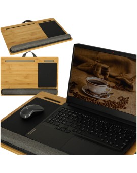 Stolik pod laptopa przenośny taca do łóżka na kolana podstawka drewniany z poduszką Kik Sp. z o. o. Sp. k. | Time- 2