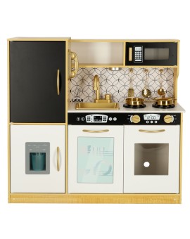 Kuchnia dla dzieci drewniana LULILO ORO z lodówką tablicą kredową złota Kik Sp. z o. o. Sp. k. | Time- 2
